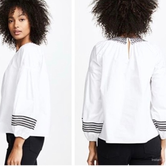 Joie Ghada Smocked Top Black and White Size Small - Picture 4 of 10